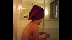 After shower solo my Mom on hidden camera